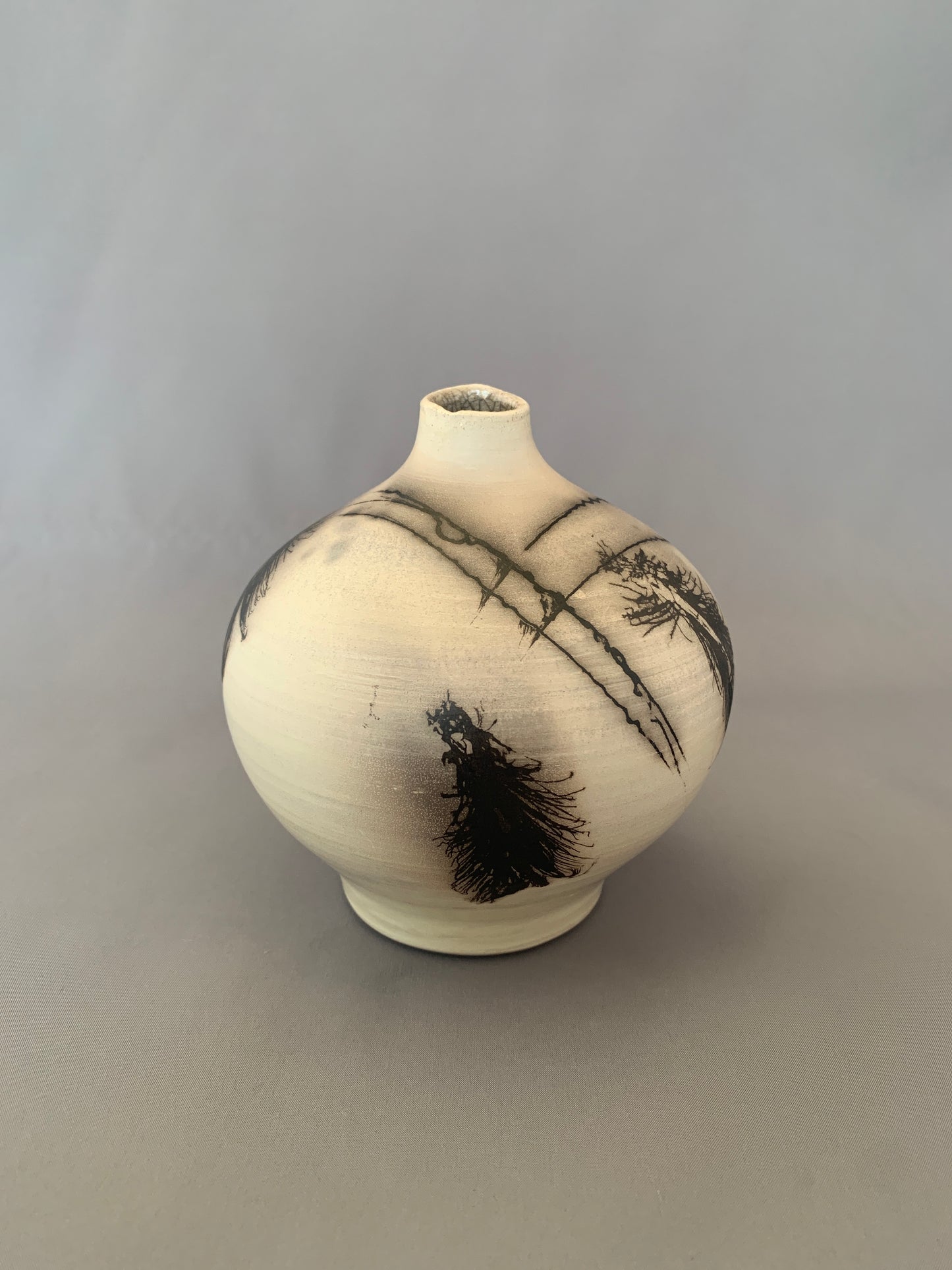 Wide Shouldered Raku Fired Vase