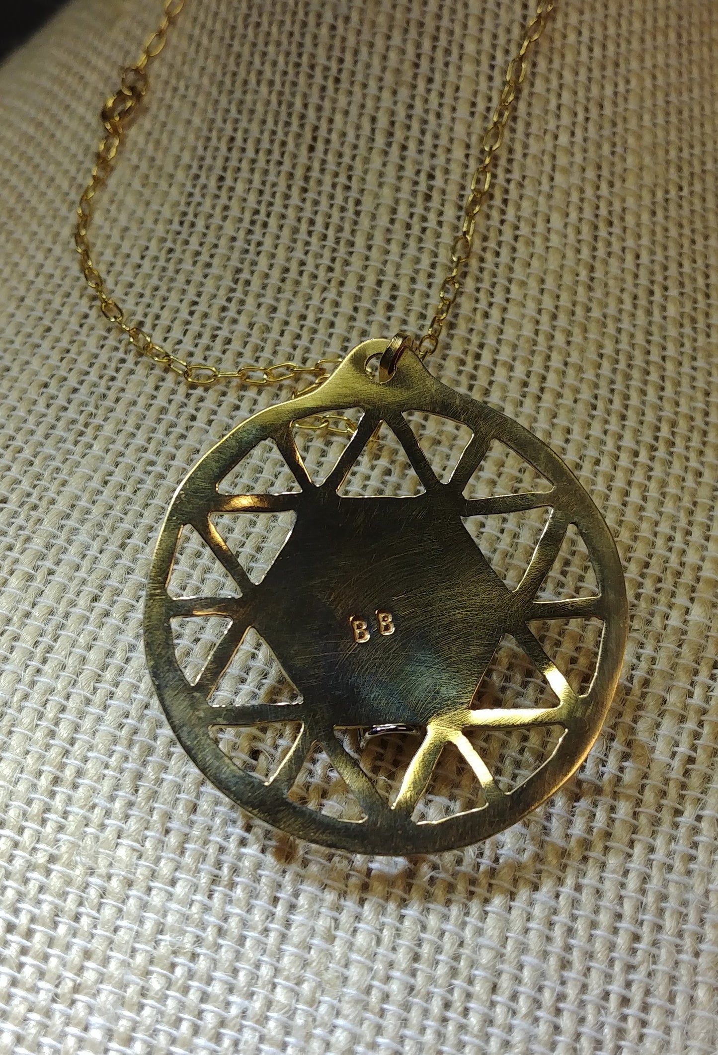 Textured brass Medallion Necklace