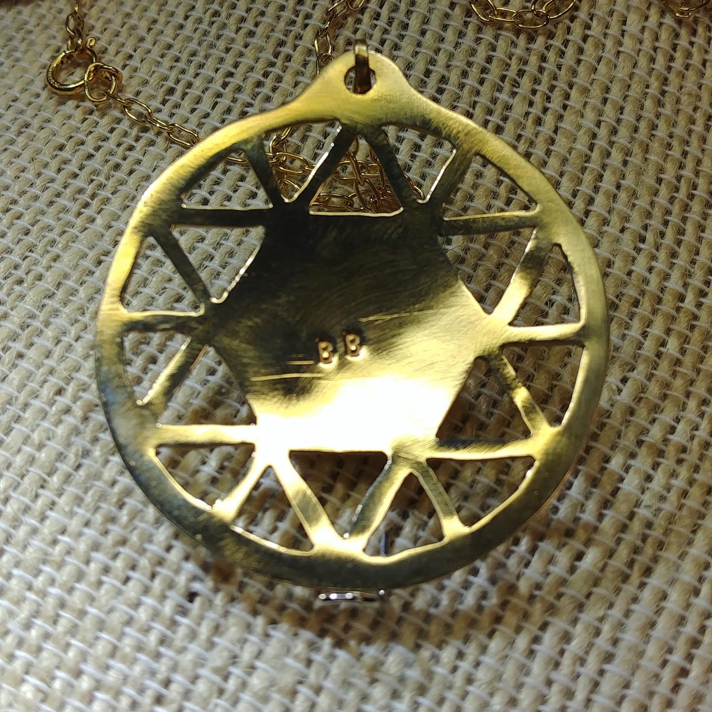 Textured brass Medallion Necklace