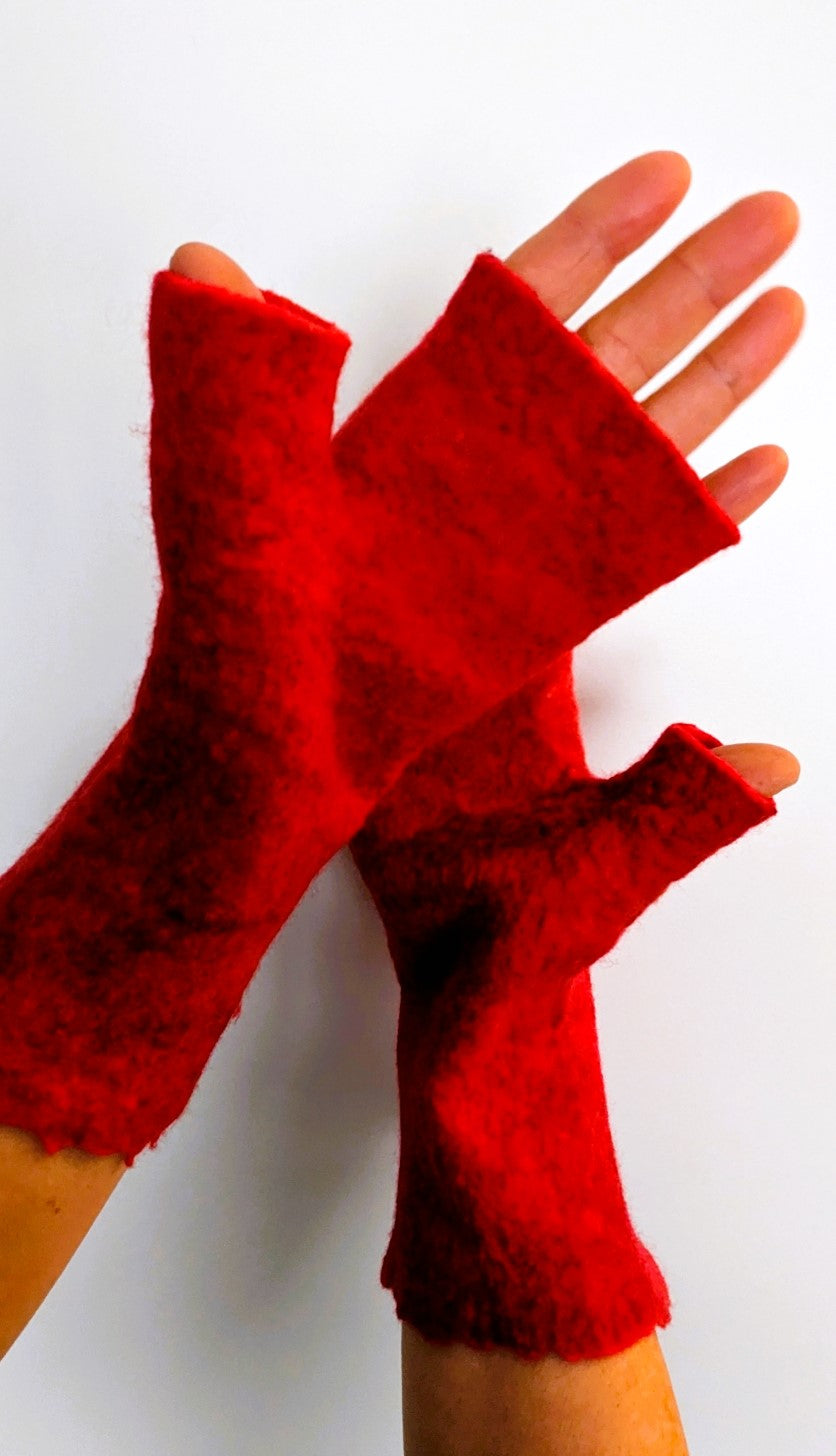 Nuno Wet Felted Fingerless Gloves