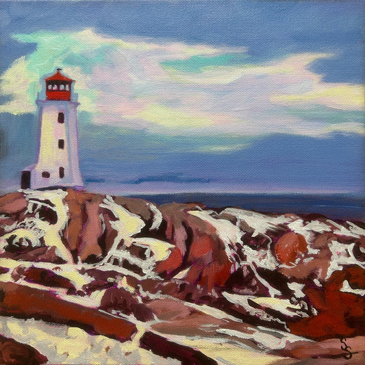Peggy’s Cove in Winter’s Embrace (12” x 12”)