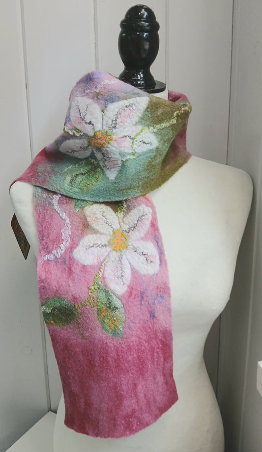 Scarf - white blossom