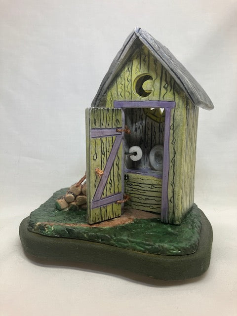 Yellow and Lavender Outhouse