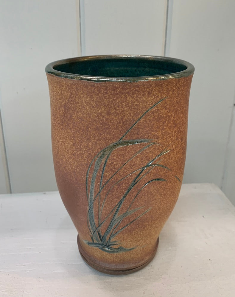 Raku Beach Grass Vase