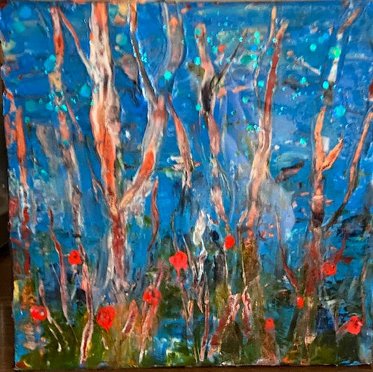 Blue and Sparks 2 (8" x 8")