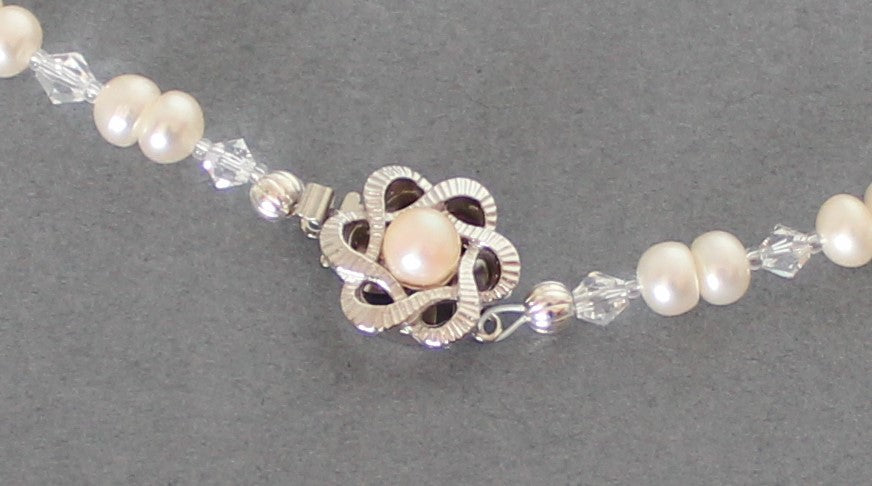 Pearl and Swarovski Crystal Necklace/bridal jewelry/freshwater