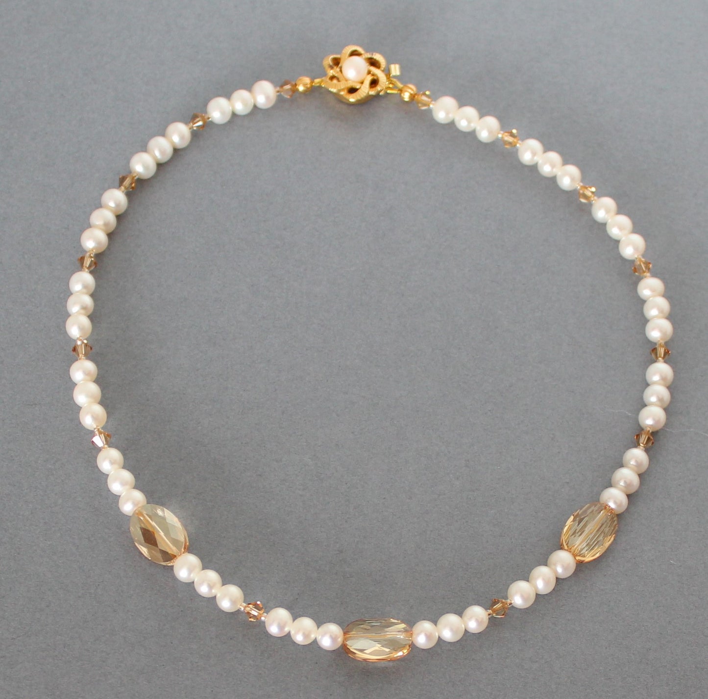 Pearl and Gold Swarovski Crystal Choker