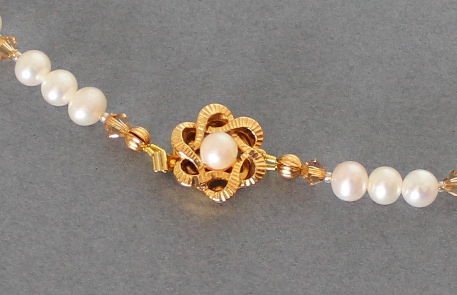 Pearl and Gold Swarovski Crystal Choker