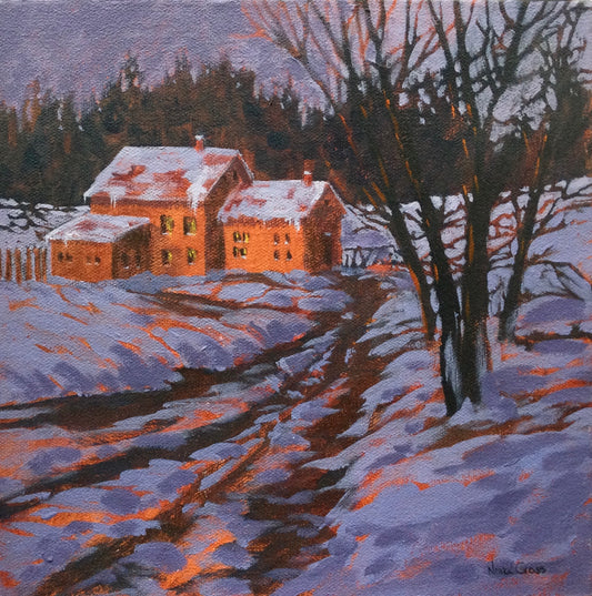 Winter Dusk on North Mountain (10" x 10")
